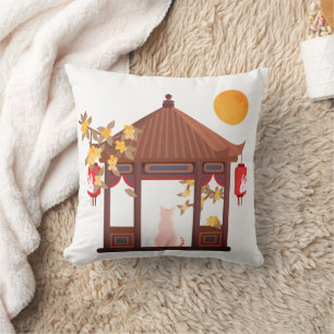 Cojín Decorativo Gato de la luna de mediados de otoño chino en pabe
