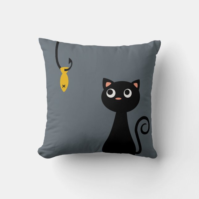 Cojín Decorativo Gato de la pesca (Anverso)