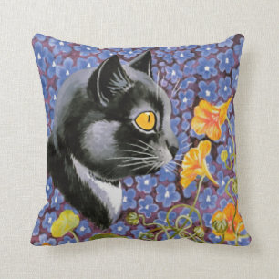 Cojín Decorativo Gato de Louis Wain del vintage en un mar del