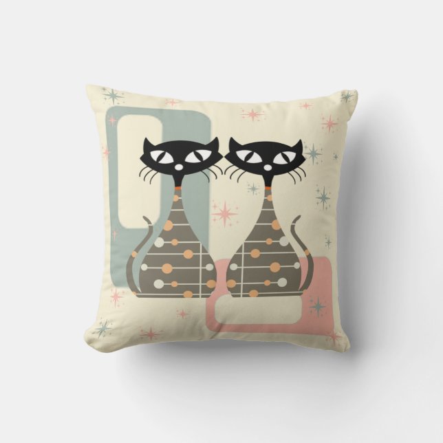 Cojín Decorativo Gato de mediados del siglo (Anverso)