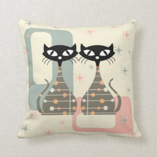 Cojín Decorativo Gato de mediados del siglo