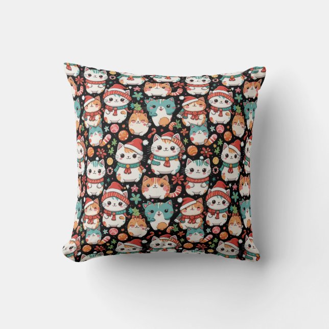 Cojín Decorativo Gato de Navidad  (Anverso)