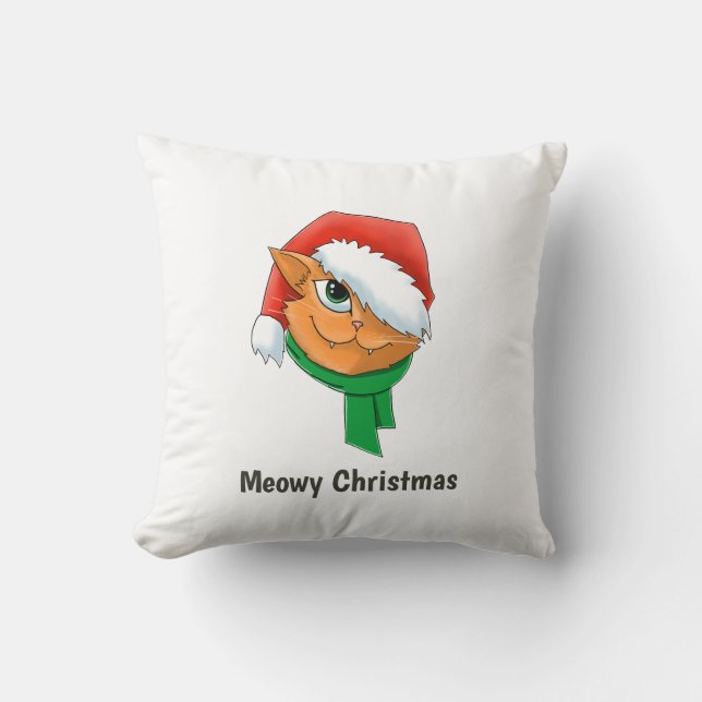 Cojín Decorativo Gato de Navidad (Anverso)