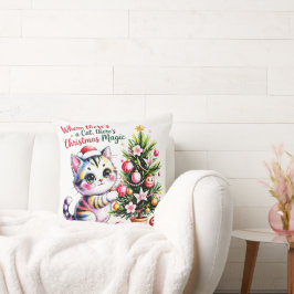 Cojín Decorativo Gato de Navidad Acogedor - Regalo de Decoración pa