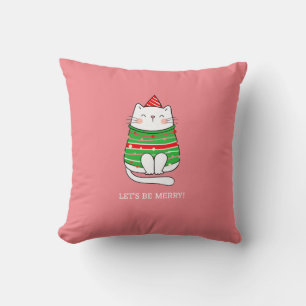 Cojín Decorativo Gato de Navidad alegre minimalista moderno