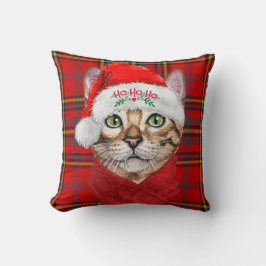 Cojín Decorativo Gato de Navidades abisinianos en vacaciones en Red