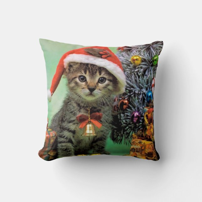 Cojín Decorativo Gato de Navidades preciosos (Anverso)
