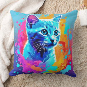 Cojín Decorativo Gato de neón en bandeja