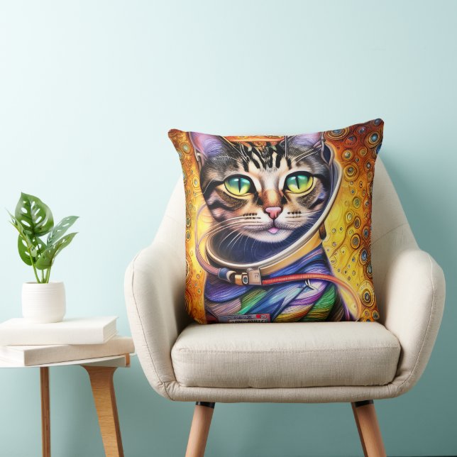 Cojín Decorativo Gato de neón futurista (Silla)