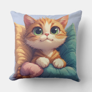 Cojín Decorativo Gato de ojos grandes descansando sobre para decora