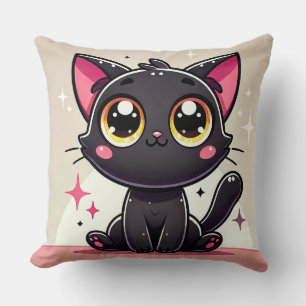 Cojín Decorativo Gato de Personalizado negro adorable