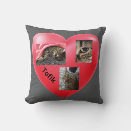 Cojín Decorativo Gato de Pestaña Gris - En el corazón de los Recuer