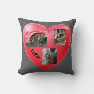 Cojín Decorativo Gato de Pestaña Gris - En el corazón de los Recuer