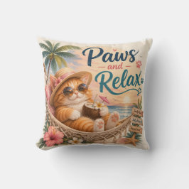 Cojín Decorativo Gato de Playa Patas y Relaja