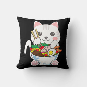 Cojín Decorativo Gato de Ramen Anime Bowl Kawaii Neko Gir de Comida