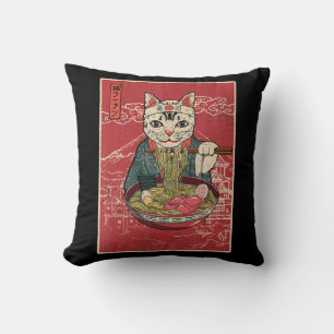 Cojín Decorativo Gato de Ramen Kawaii Anime Funcionario japonés de 