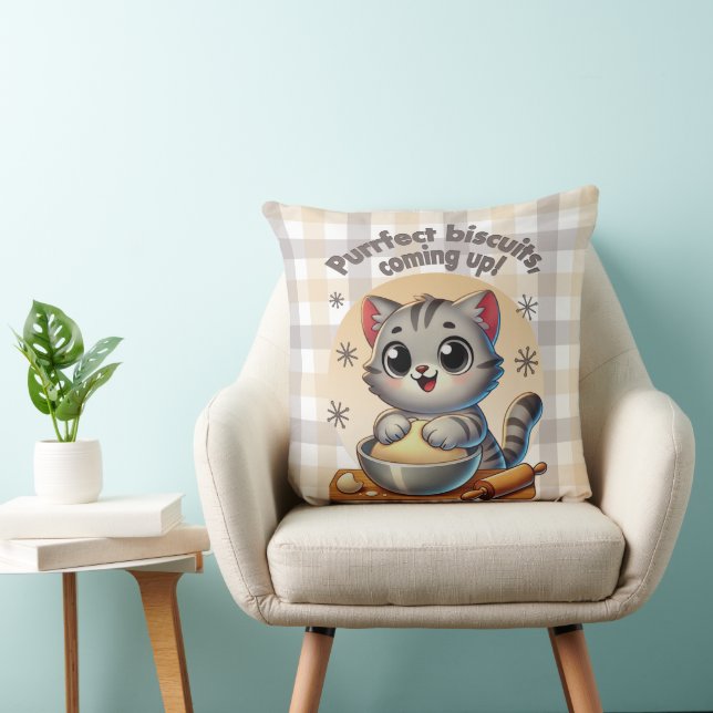 Cojín Decorativo Gato de rodillas "Procure galletas, venga" (Silla)