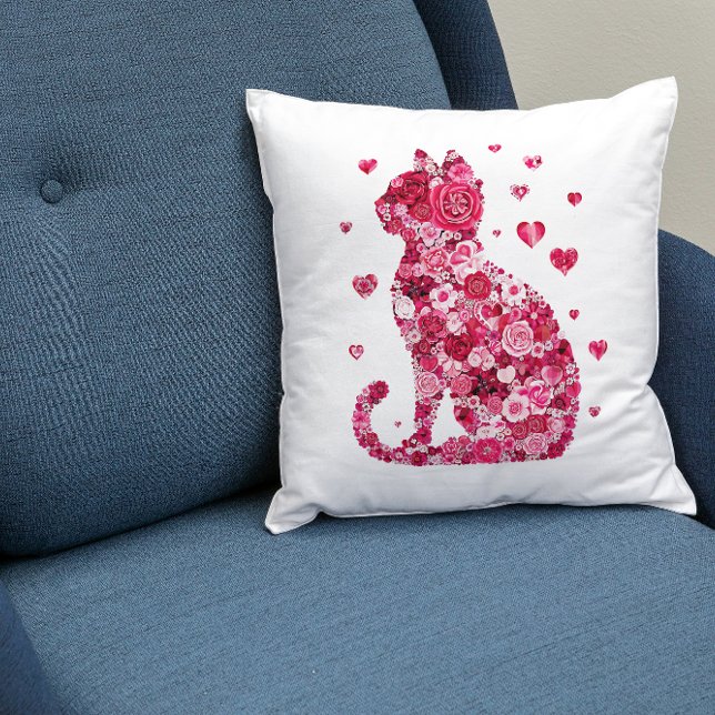 Cojín Decorativo Gato de Rosas (Subido por el creador)