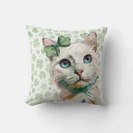 Cojín Decorativo Gato de Shamrock con ojos azules