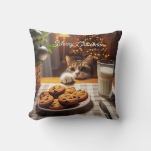 Cojín Decorativo Gato de Tabby corto llegando a Navidades de cookie