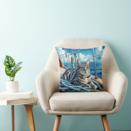 Cojín Decorativo Gato De Tabby En Cuestas De Barco