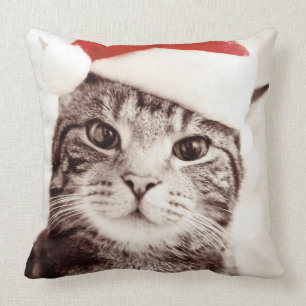 Cojín Decorativo Gato de tabby nacional que lleva el gorra rojo del