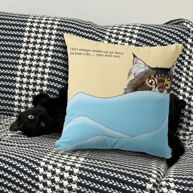 Cojín Decorativo Gato de Tabby Peeking Blue Funny (Subido por el creador)