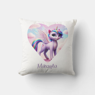 Cojín Decorativo Gato de unicornio arcoiris personalizado