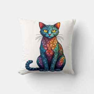 Cojín Decorativo Gato de Vidrio Teñido Multicolor 784