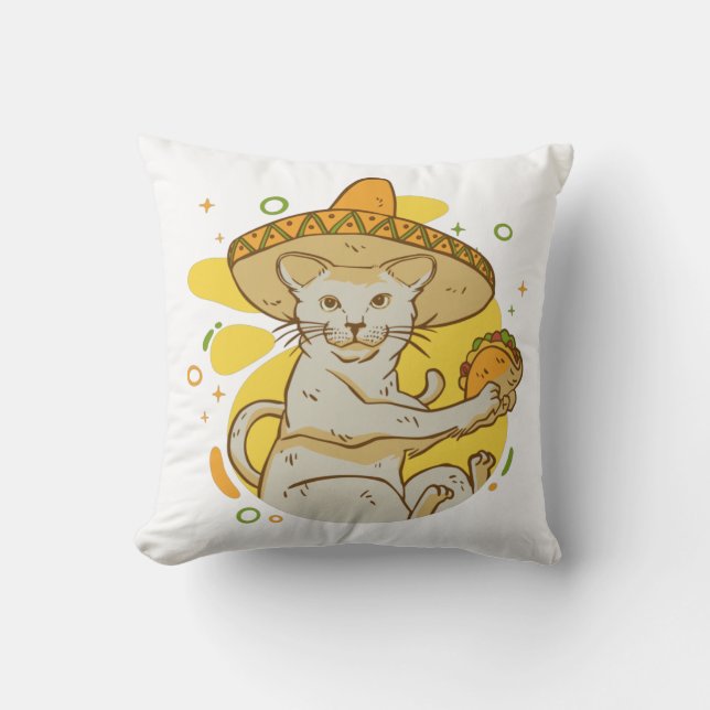 Cojín Decorativo Gato del Cinco De Mayo (Anverso)