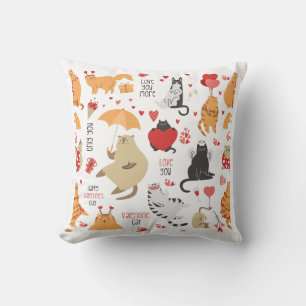 Cojín Decorativo Gato del Día de San Valentín