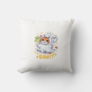 Cojín Decorativo Gato Divertido Boo Gato Fantasma Lindo de Hallowee