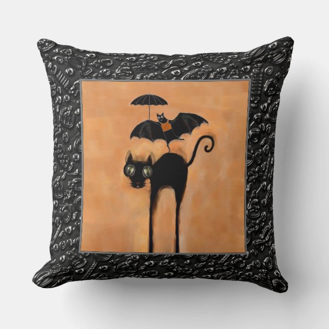 Cojín Decorativo Gato divertido de Halloween (Anverso)
