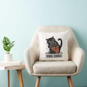 Cojín Decorativo Gato Divertido Elige Amabilidad Linóleo Meme