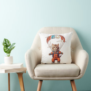 Cojín Decorativo Gato divertido en paracaidismo