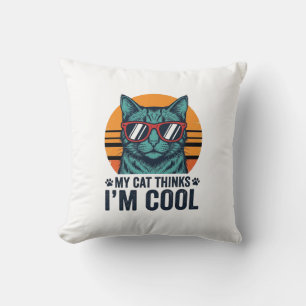 Cojín Decorativo Gato Divertido Piensa Que Soy Genial Vintage
