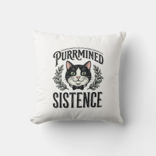 Cojín Decorativo Gato Divertido Purrminó Existencia Gráfico Antiguo