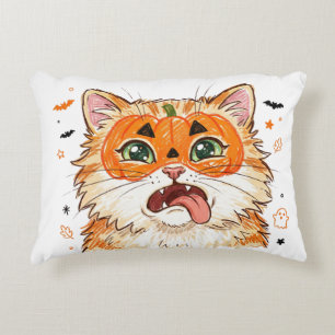 Cojín Decorativo Gato divertido y tonto de Halloween con pintura fa