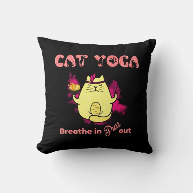 Cojín Decorativo Gato Divertido Yoga (Anverso)