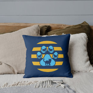 Cojín Decorativo Gato Dorado y Azul Personalizado Pata Atardecer Vi