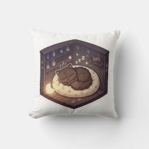 Cojín Decorativo Gato Dormido y Acogedor en un Rincón Mágico