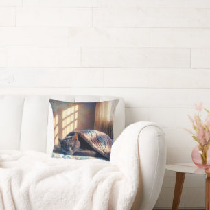 Cojín Decorativo Gato durmiente bajo un techo