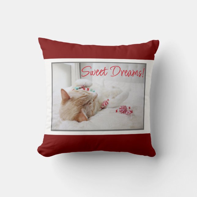 Cojín Decorativo Gato durmiente lindo - Sueños dulces - Navidades (Anverso)
