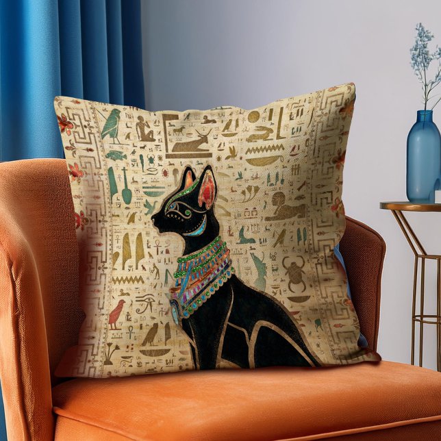 Cojín Decorativo Gato egipcio - Bastet sobre papiro (Subido por el creador)