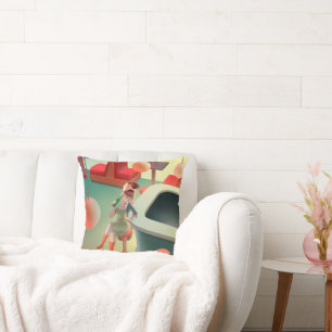 Cojín Decorativo Gato elegante con botella sentado en el bar