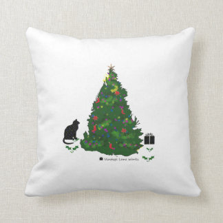 Cojín Decorativo Gato en el árbol de navidad