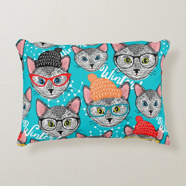 Cojín Decorativo Gato en el gorra (Anverso)