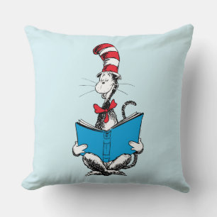 Cojín Decorativo Gato en el sombrero leyendo