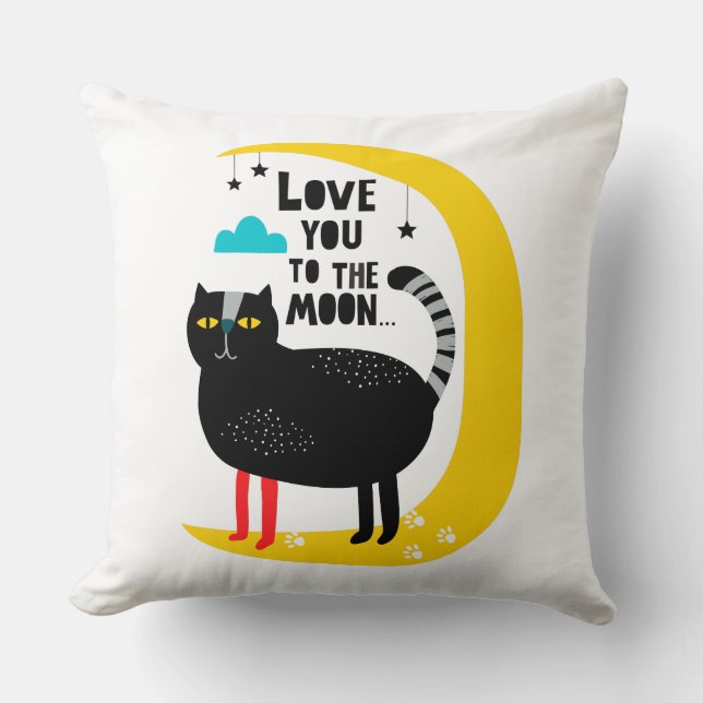 Cojín Decorativo Gato en la luna (Anverso)