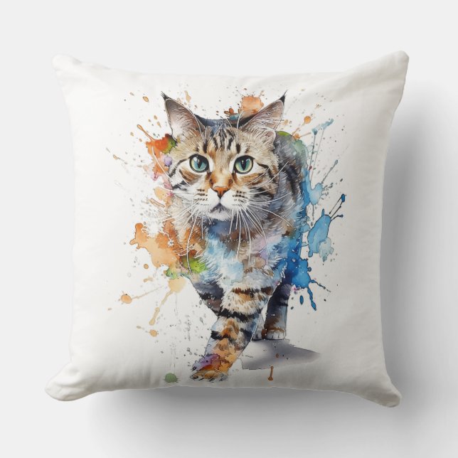 Cojín Decorativo  Gato en movimiento: belleza y gracia (Anverso)